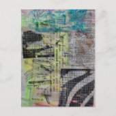 Retro Houtbewerking Abstracte mixed media collage Briefkaart (Voorkant)