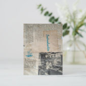 Retro Houtbewerking Intro Mixed Media Collage Briefkaart (Staand voorkant)