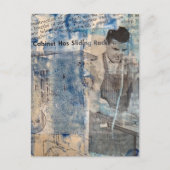Retro Houtbewerking Man mixed media collage Briefkaart (Voorkant)