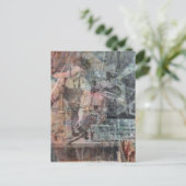 Retro Houtbewerking Man Mixed Media Collage Briefkaart (Staand voorkant)