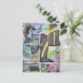 Retro Houtbewerking Mensen mixed media collage Briefkaart (Staand voorkant)