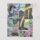 Retro Houtbewerking Mensen mixed media collage Briefkaart (Voorkant)