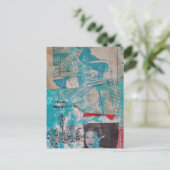 Retro Houtbewerking Mixed Media Collage Briefkaart (Staand voorkant)