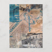 Retro Houtbewerking mixed media collage Briefkaart (Voorkant)