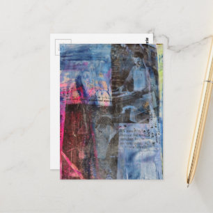 Retro Houtbewerkingsmannen op een Blauwe Roze Acht Briefkaart