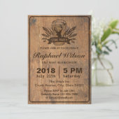 Retro Houten Bier & Stag Afscheidsfeest Kaart (Staand voorkant)