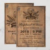 Retro Houten Bier & Stag Afscheidsfeest Kaart (Voorkant / Achterkant)