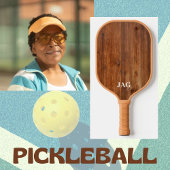 Retro houten monogram pickleball paddle