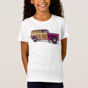 Retro houten stationwagen bezorgtruck t-shirt