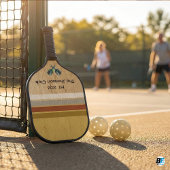 Retro Houtnerf Strepen Aangepaste Clubnaam Pickleball Paddle