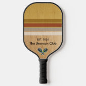 Retro Houtnerf Strepen Aangepaste Clubnaam Pickleball Paddle (Voorkant)