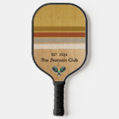 Retro Houtnerf Strepen Aangepaste Clubnaam Pickleball Paddle (Achterkant)