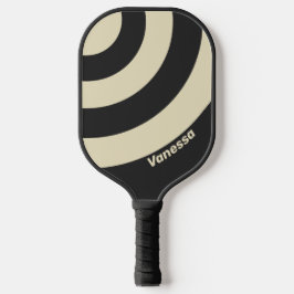 Retro Houtskool Drie Cirkel Streep met Naam Pickleball Paddle