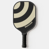 Retro Houtskool Drie Cirkel Streep met Naam Pickleball Paddle (Achterkant)