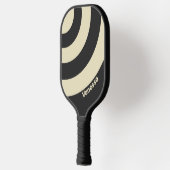 Retro Houtskool Drie Cirkel Streep met Naam Pickleball Paddle (Links)