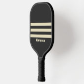 Retro Houtskool Drie Dwars Strepen met Naam Pickleball Paddle (Links)