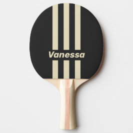 Retro Houtskool Drie Pin Strepen met Naam Tafeltennisbatje