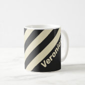Retro Houtskool Drie Strepen met Naam Koffiemok (Voorkant rechts)