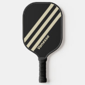 Retro Houtskool Drie Strepen met Naam Pickleball Paddle (Voorkant)