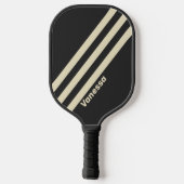 Retro Houtskool Drie Strepen met Naam Pickleball Paddle (Achterkant)
