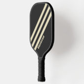 Retro Houtskool Drie Strepen met Naam Pickleball Paddle (Links)