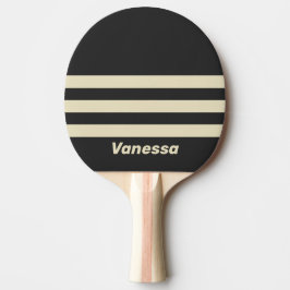 Retro Houtskool Drie Strepen met Naam Tafeltennisbatje