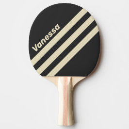 Retro Houtskool Driehoekige Strepen met Naam Tafeltennisbatje