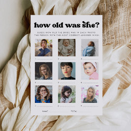 Retro How Old Was She Bridal Shower Game Card Kaart