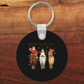 Retro Howdy Christmas Santa Snowman Gingerbread Ri Sleutelhanger (Voorkant)