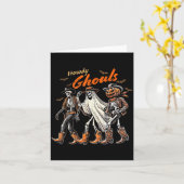 Retro Howdy Geesten Skelet Cowboy Westerse Rodeo H Kaart (Gele Bloem)