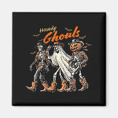 Retro Howdy Ghouls Skeleton Cowboy Western Rodeo H Magneet (Voorkant)