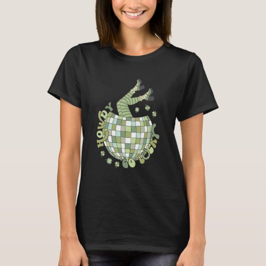 Retro Howdy Go Lucky St Patricks Day Disco Ball Lu T-shirt (Voorkant)