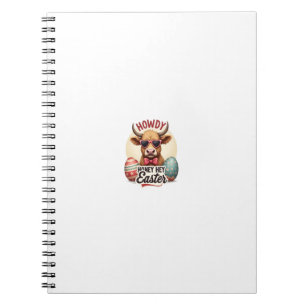 Retro Howdy Honey Pasen Hoogland Koe Cute Konijn Notitieboek