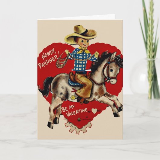 Retro Howdy Pardner Custom Valentijnsdag Feestdagen Kaart (Voorkant)