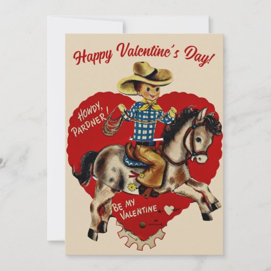 Retro  Howdy Pardner Custom Valentijnsdag Feestdagenkaart (Voorkant)