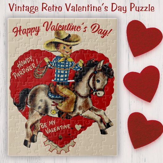 Retro  Howdy Pardner Valentijnsdag Legpuzzel