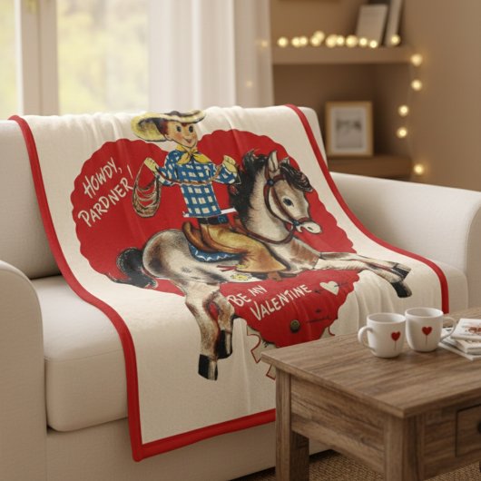 Retro 'Howdy, Pardner!' Valentijnskaart Fleece Deken