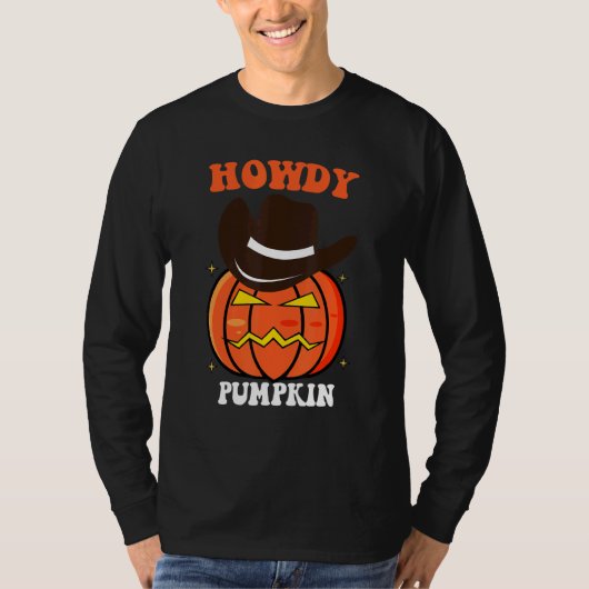 Retro Howdy Pumpkin Fall Autumn Western Halloween  T-shirt (Voorkant)