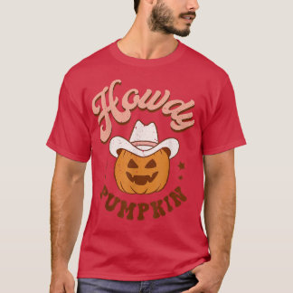 Retro Howdy Pumpkin Herfst Autumn Westerne Hallowe T-shirt