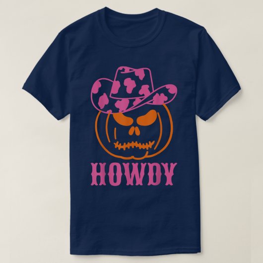 Retro Howdy Pumpkin Herfst Autumn Westerne Hallowe T-shirt (Design voorkant)