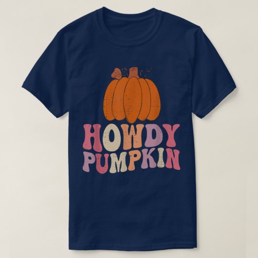Retro Howdy Pumpkin Herfst Autumn Westerne Hallowe T-shirt (Design voorkant)