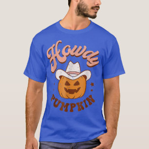 Retro Howdy Pumpkin Herfst Autumn Westerne Hallowe T-shirt