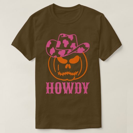 Retro Howdy Pumpkin Herfst Autumn Westerne Hallowe T-shirt (Design voorkant)