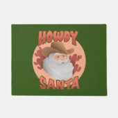 Retro Howdy Santa Rustic Cowboy Kerstmis Deurmat (Voorkant)