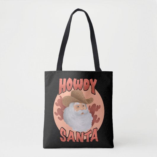 Retro Howdy Santa Rustic Cowboy Kerstmis Tote Bag (Voorkant)