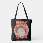 Retro Howdy Santa Rustic Cowboy Kerstmis Tote Bag (Achterkant)
