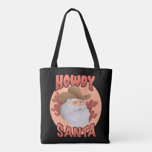 Retro Howdy Santa Rustic Cowboy Kerstmis Tote Bag (Achterkant)