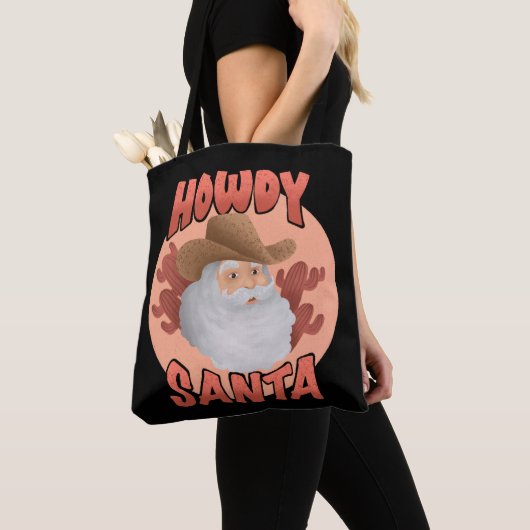 Retro Howdy Santa Rustic Cowboy Kerstmis Tote Bag (Dichtbij)
