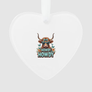 Retro Howdy Schotse Hooglanders Koe met Hart Zonne Ornament