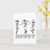 Retro Howdy Skeleton Cowgirl Dansende Cowboy Boots Kaart (Gele Bloem)